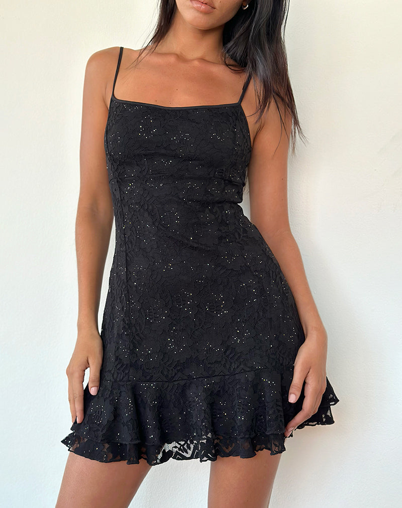 Image of Tita Minikleid aus schwarzer Paillettenspitze