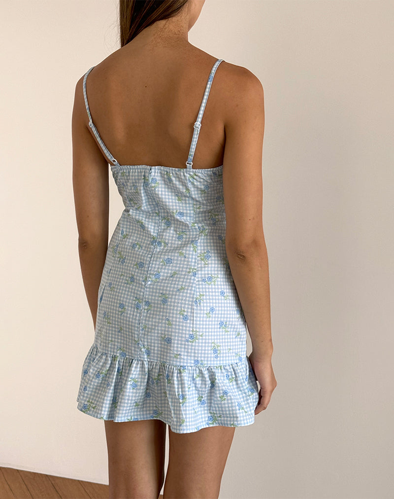 Bild von Tivata Mini Dress in Blue Flower Gingham