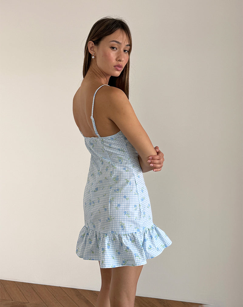 Bild von Tivata Mini Dress in Blue Flower Gingham