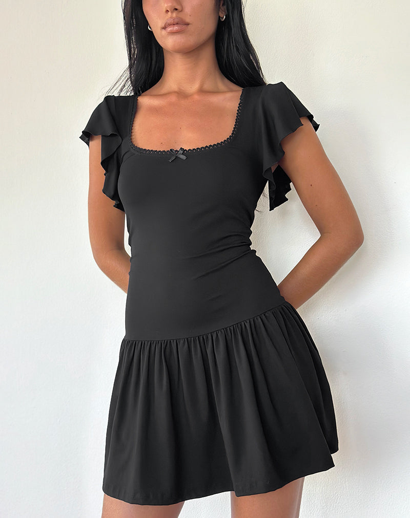 Toinette Minikleid mit fallender Taille in Schwarz