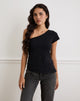 Bild von Tokiwa Asymmetric Shoulder Tee in Schwarz