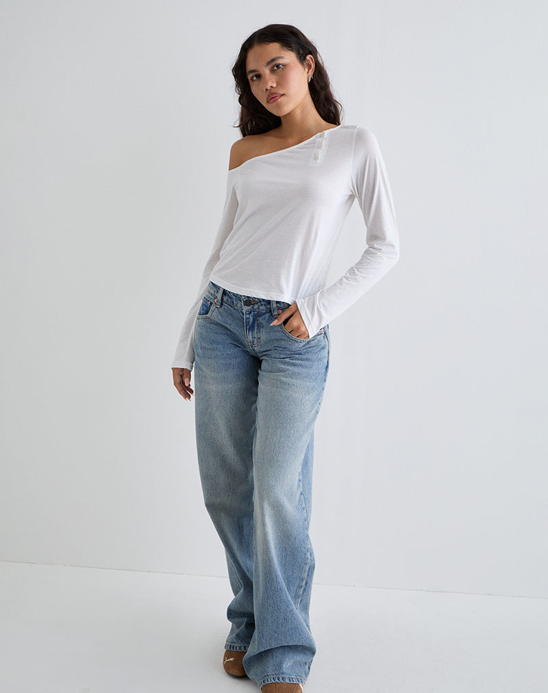 Image of Tole Asymmetrisches Oberteil mit Knopfleiste aus Tissue-Jersey Elfenbein