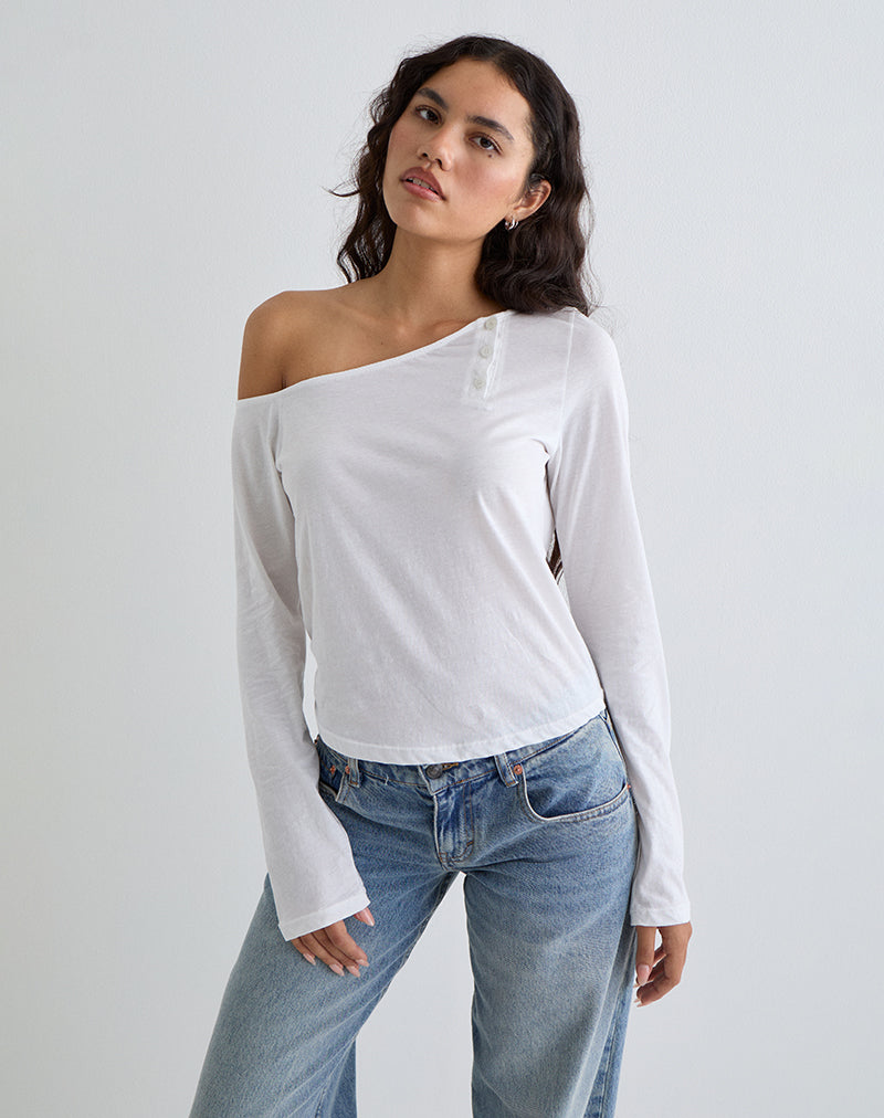 Image of Tole Asymmetrisches Oberteil mit Knopfleiste aus Tissue-Jersey Elfenbein