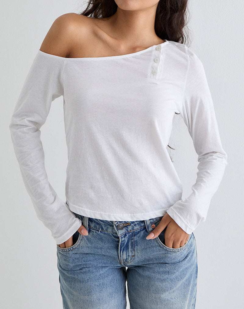 Image of Tole Asymmetrisches Oberteil mit Knopfleiste aus Tissue-Jersey Elfenbein
