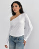 Image of Tole Asymmetrisches Oberteil mit Knopfleiste aus Tissue-Jersey Elfenbein
