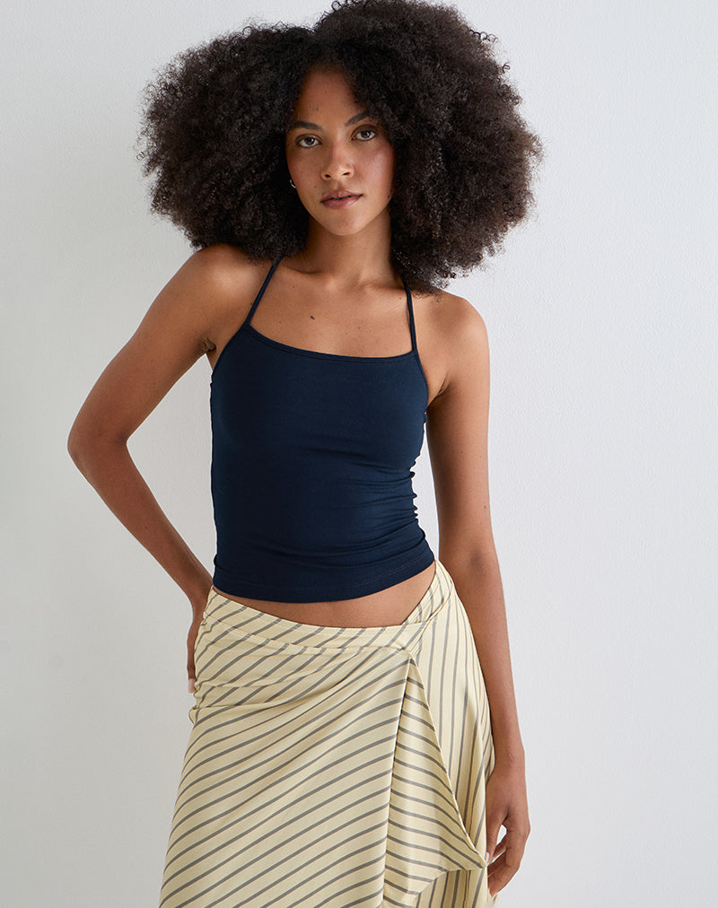 Bild von Tomoe Neckholder-Top aus Rayon Jersey Navy