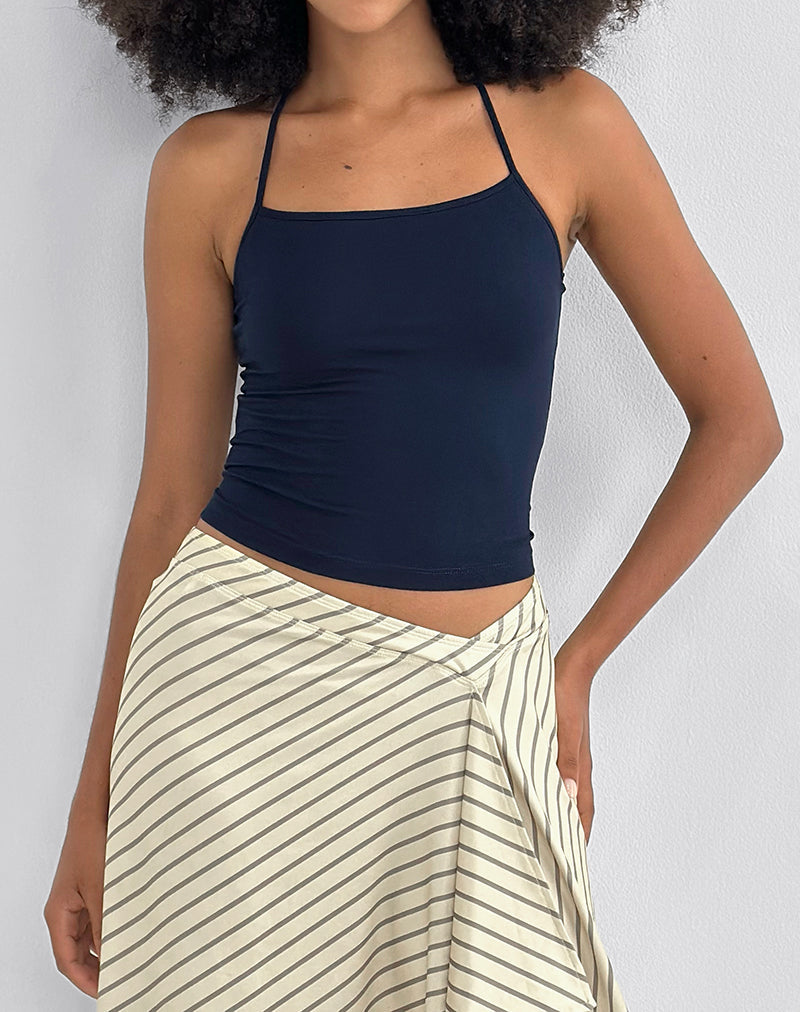 Bild von Tomoe Neckholder-Top aus Rayon Jersey Navy