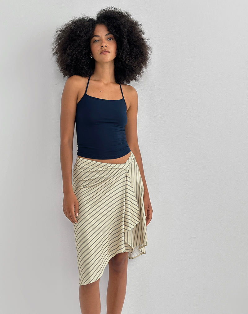 Tomoe Neckholder-Top aus Rayon Jersey Navy