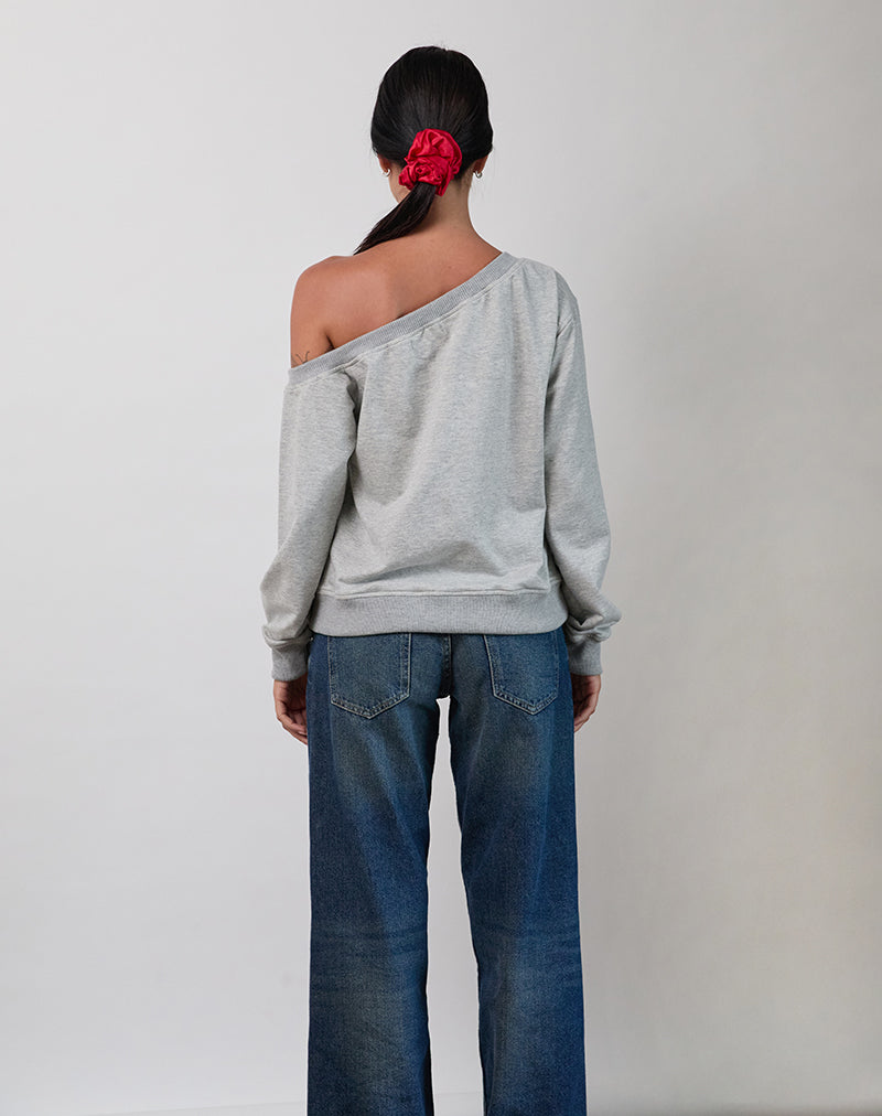Image of Toria Sweatshirt in Grau meliert mit I Love WFH Grafik