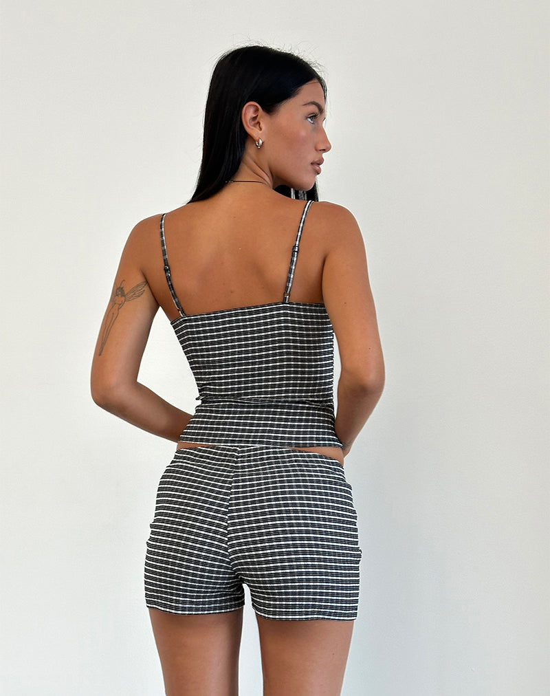 Image of Ghibli Shorts in Crinkle Check Schwarz Grau