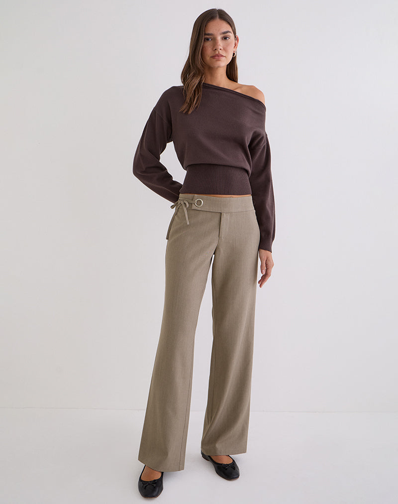 Tova Tie Tailoring Trouser in Khaki Beige