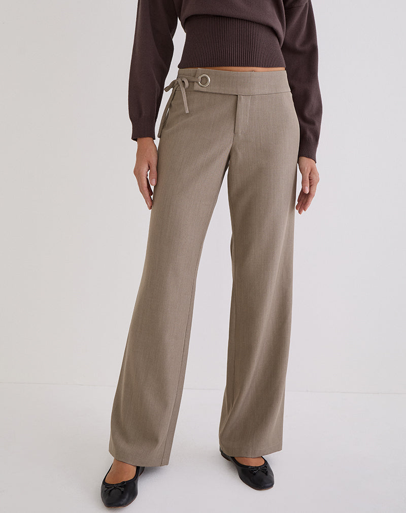 Tova Tie Tailoring Trouser in Khaki Beige