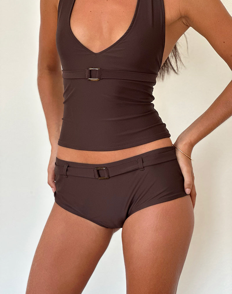 Image of Avi Badeshorts in Braun mit Gürtel