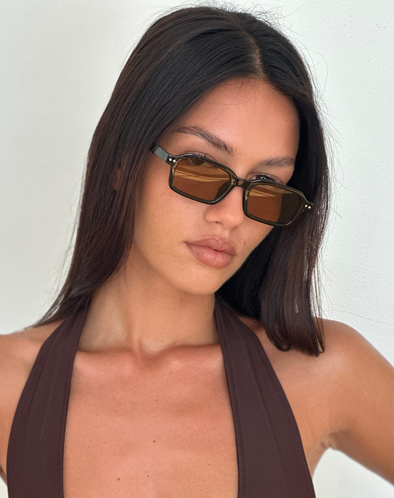 Sorello Sonnenbrille in Schwarz mit Orange Gläsern