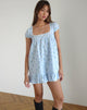Bild von Trim Mini Dress in Blue Flower Gingham