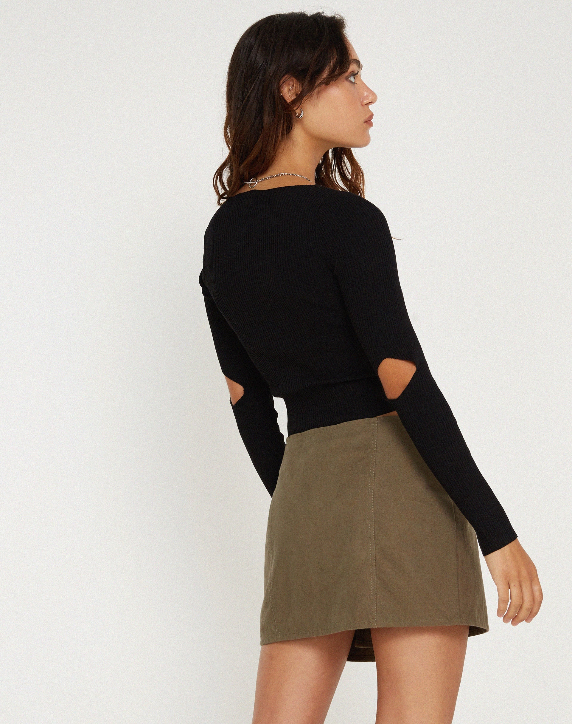 Bild von Trin Minirock mit niedriger Taille in Military Khaki