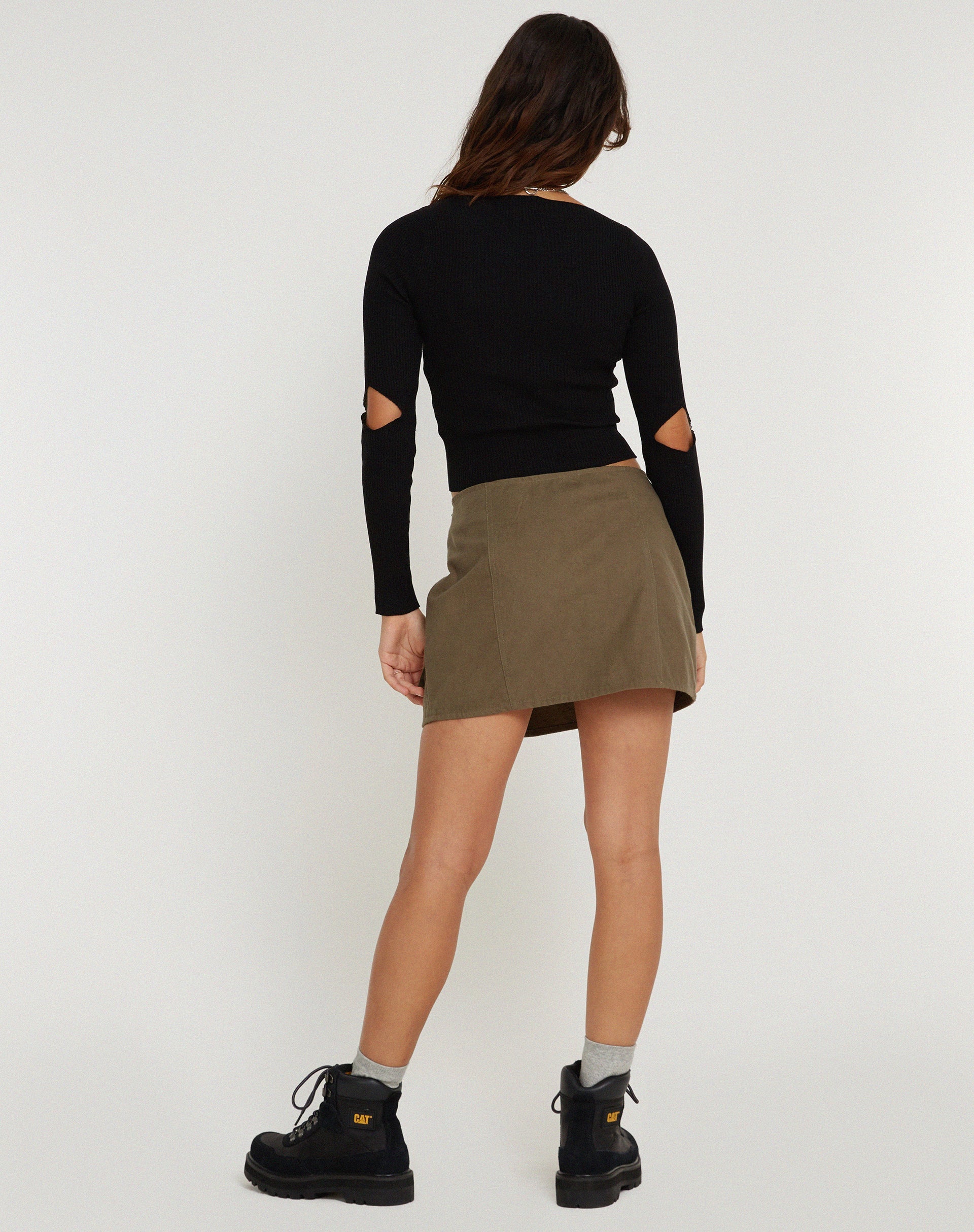 Bild von Trin Minirock mit niedriger Taille in Military Khaki