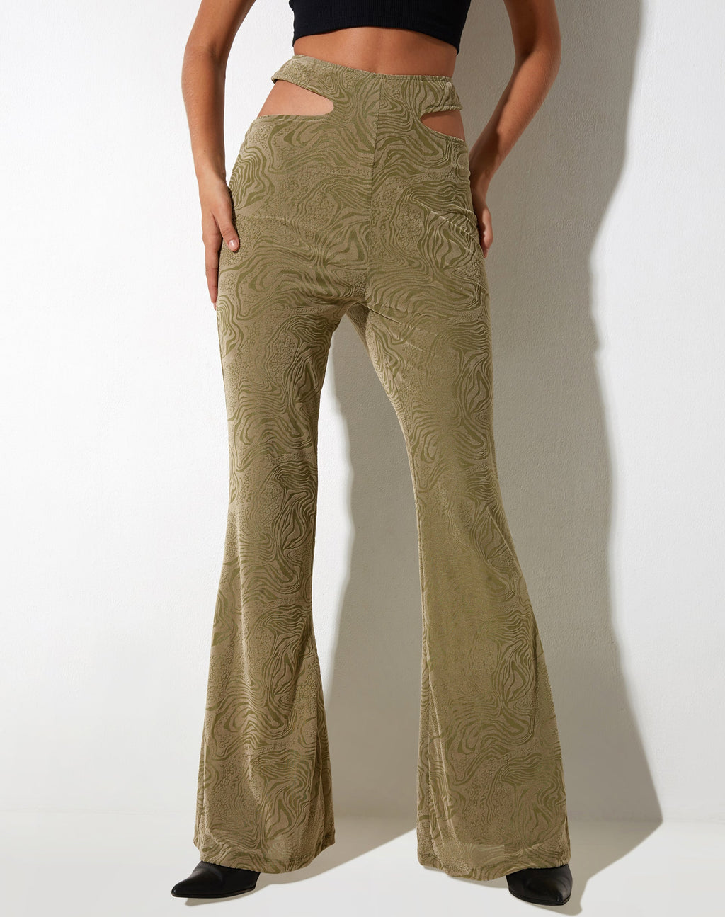 Tuleen Schlaghose in Mixed Animal Flock Olive