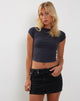 Bild von Tasley Ribbed Folded Sleeve Tee in Ocean Storm