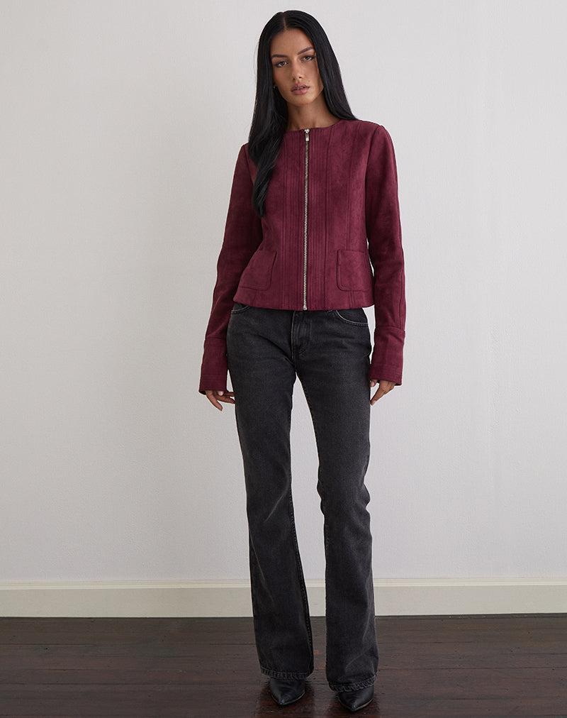 Image of Ukiyo Jacke aus Wildlederimitat Burgund