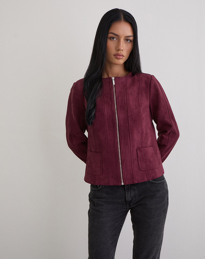 Image of Ukiyo Jacke aus Wildlederimitat Burgund