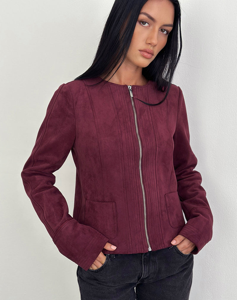 Image of Ukiyo Jacke aus Wildlederimitat Burgund