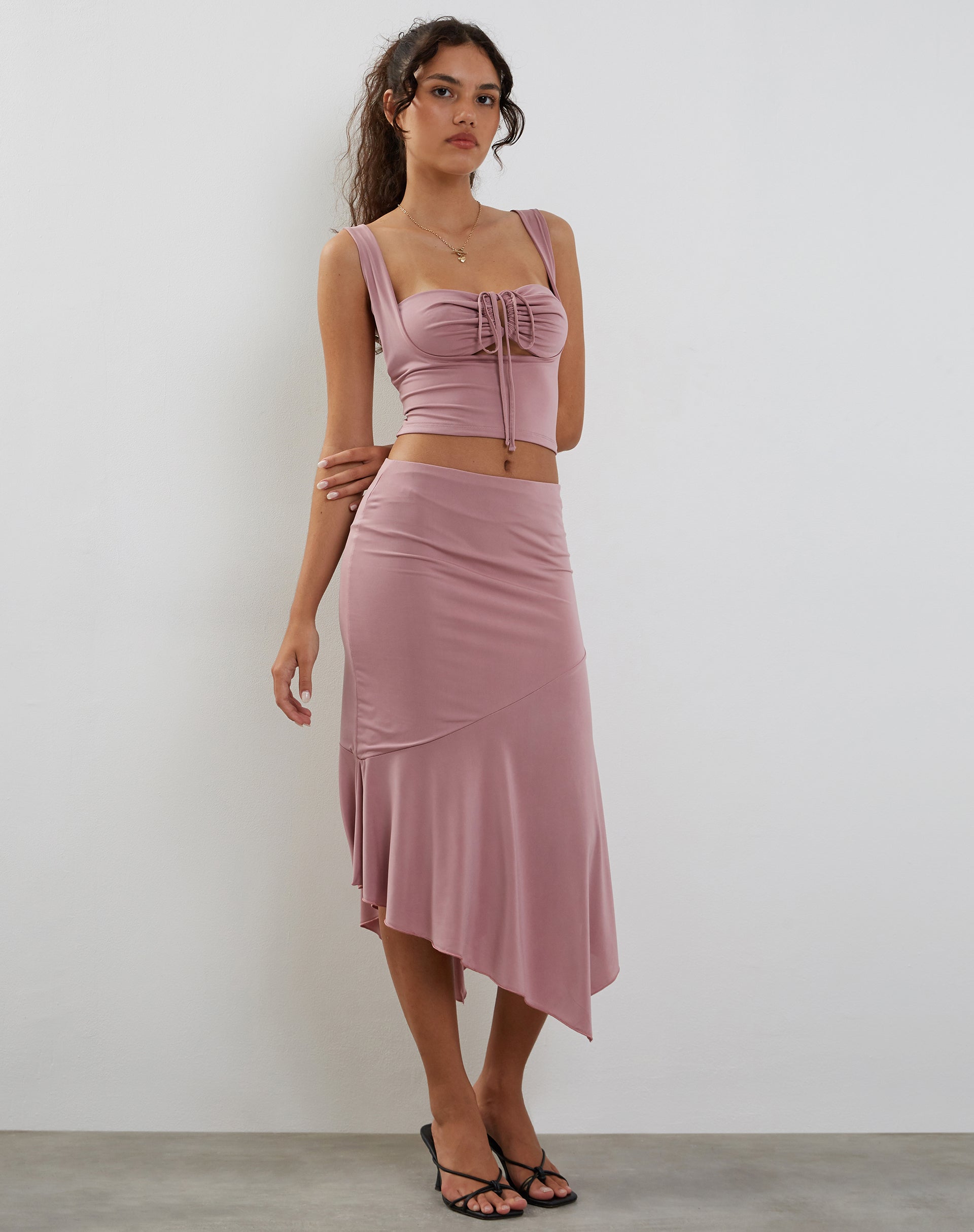 Bild von Cinta Low Rise Midirock in Dusty Pink