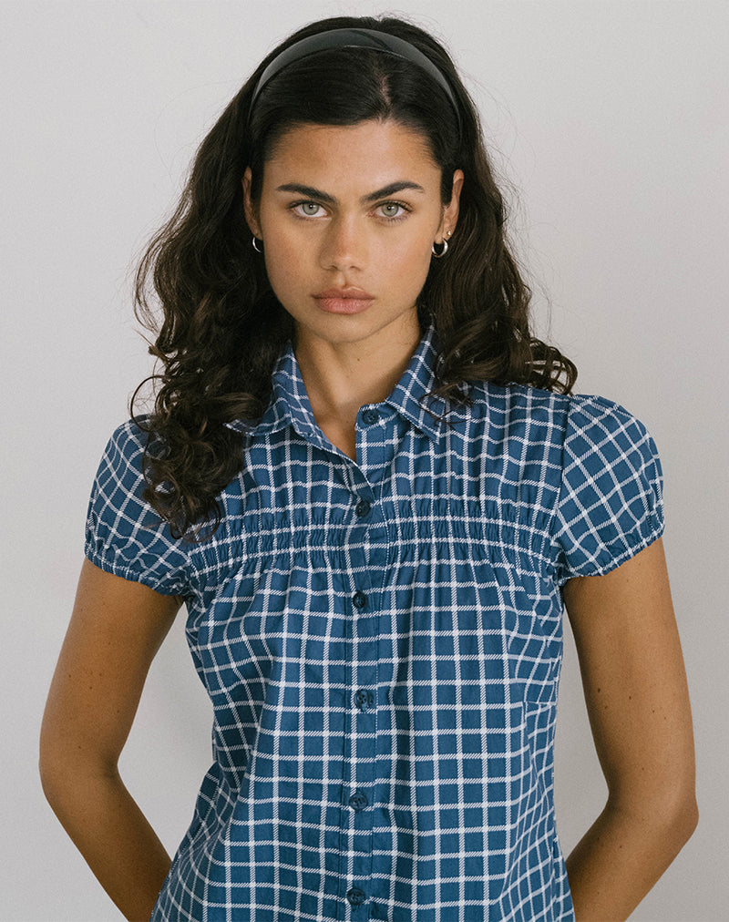 Ulsan Passformhemd aus Tartan-Popeline in Navy