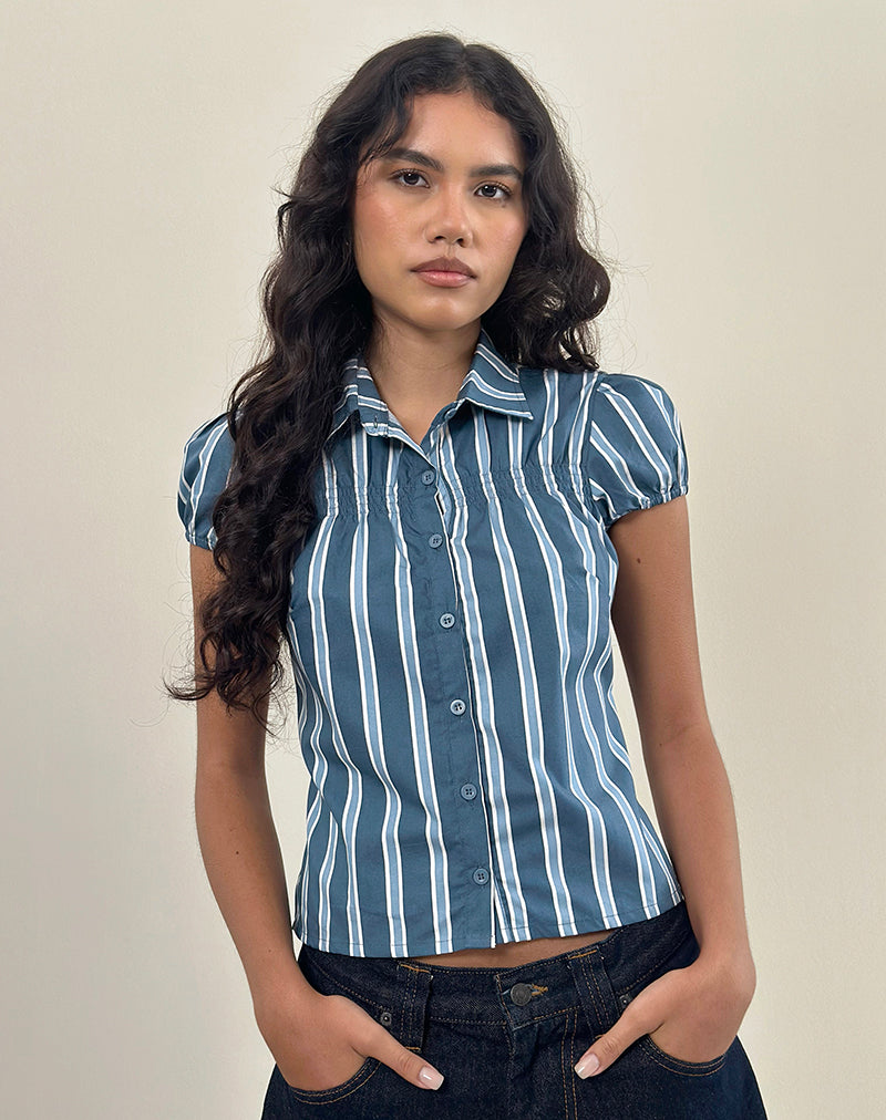 Ulsan Passformhemd aus Popeline Formal Stripe Navy