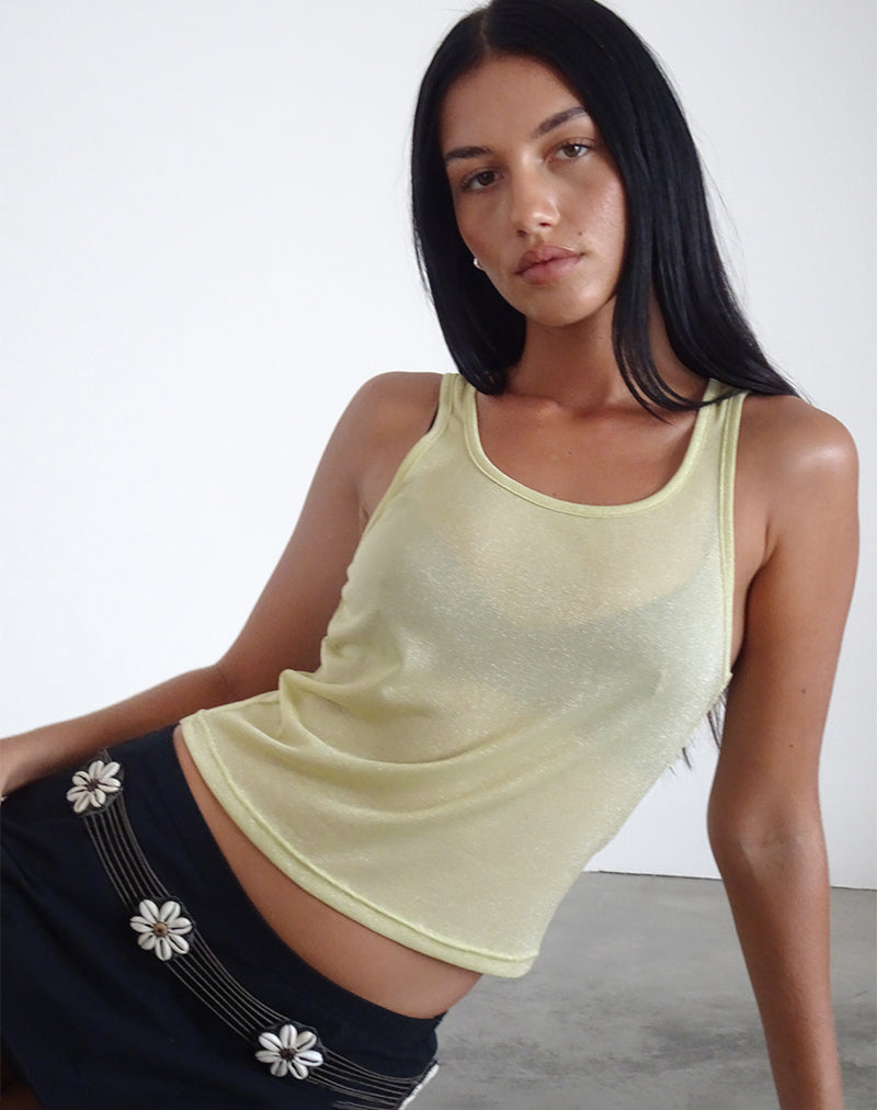Umika Vest Top in Gelb Schimmer
