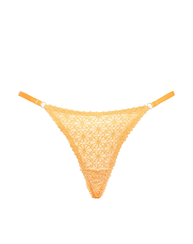 Image of Uras Tanga aus tonaler Blumenspitze Orange mit Zierleiste
