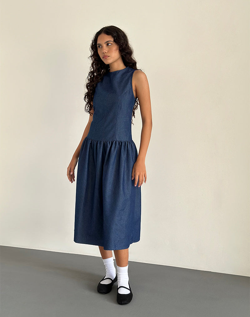 Bild von Uretta Maxikleid in Denim Indigo