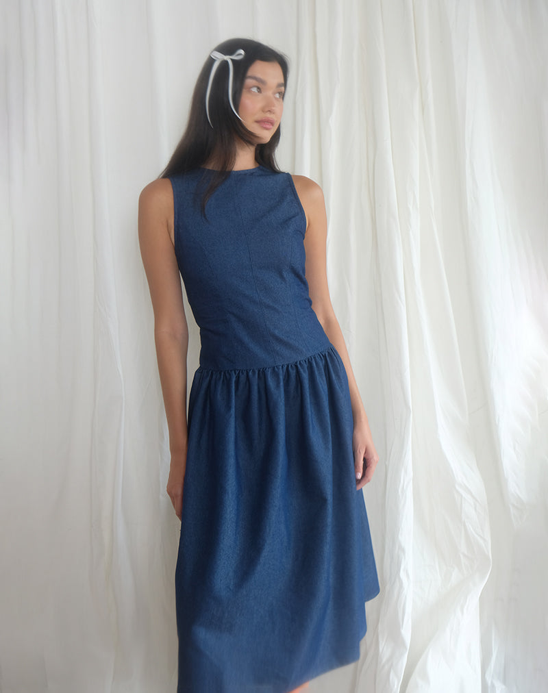 Uretta Maxikleid aus Denim Indigo