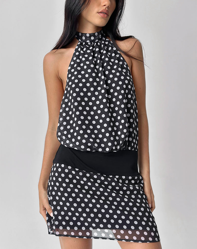Valina Minikleid in Basic Polka Schwarz