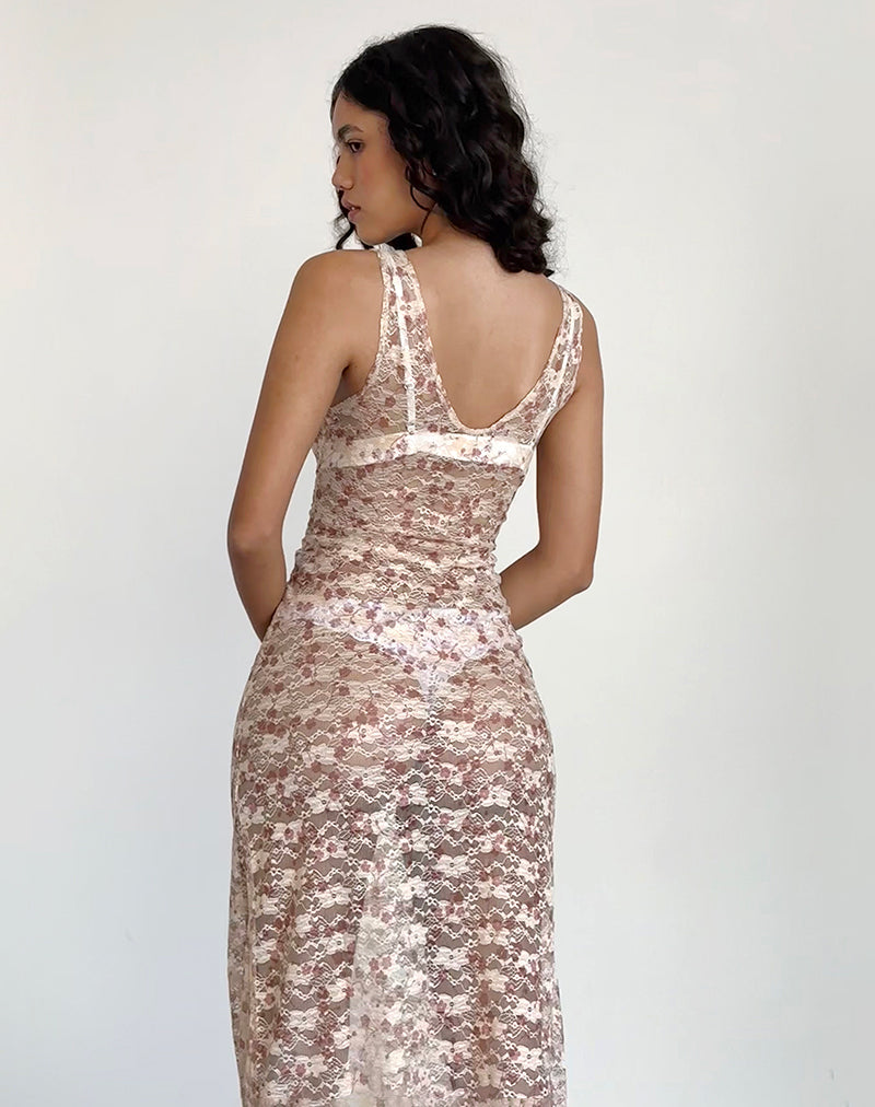 Valtheni Maxikleid aus schicker blütenrosa Spitze