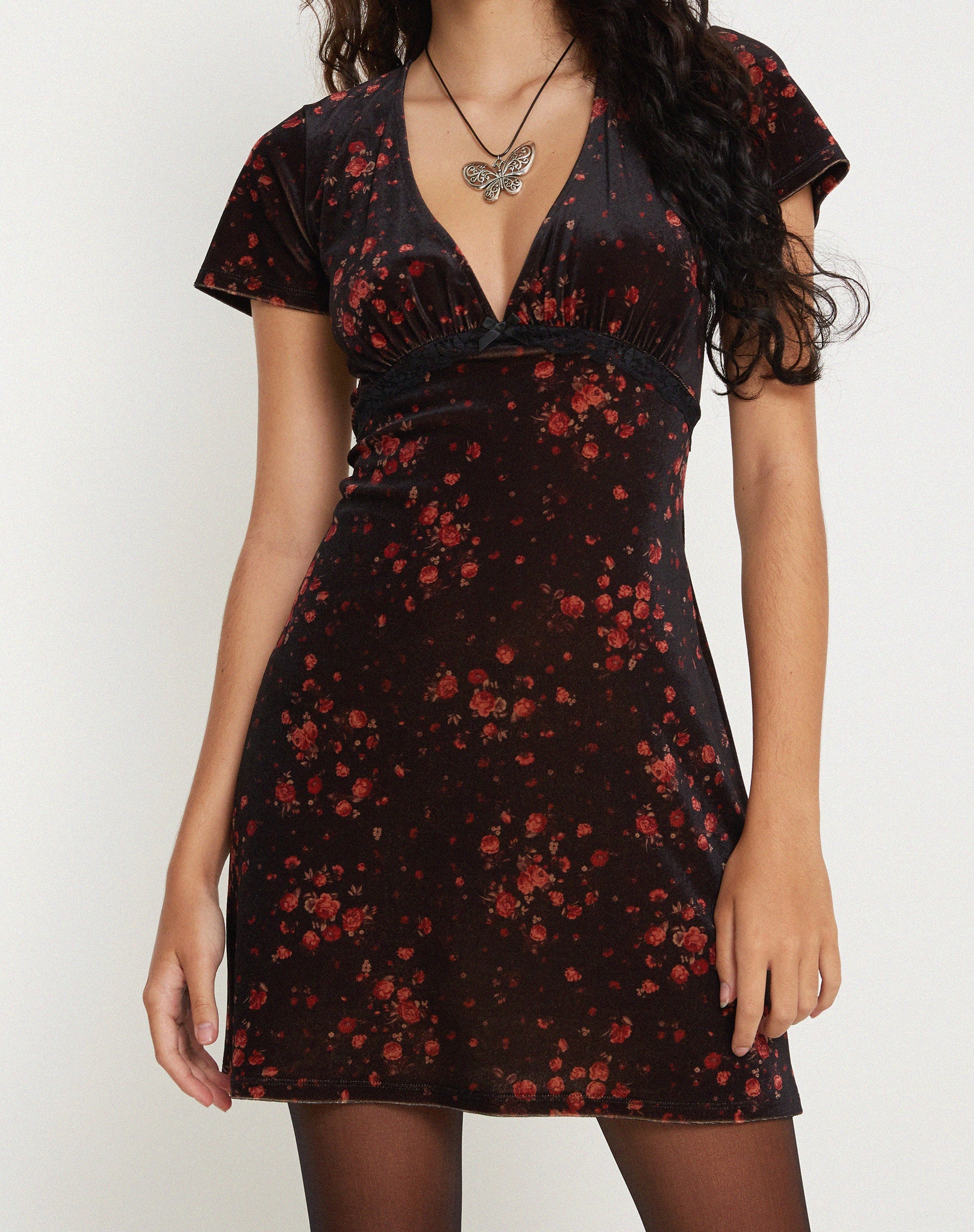 Image of Vania Minikleid in Rose Cluster Velvet