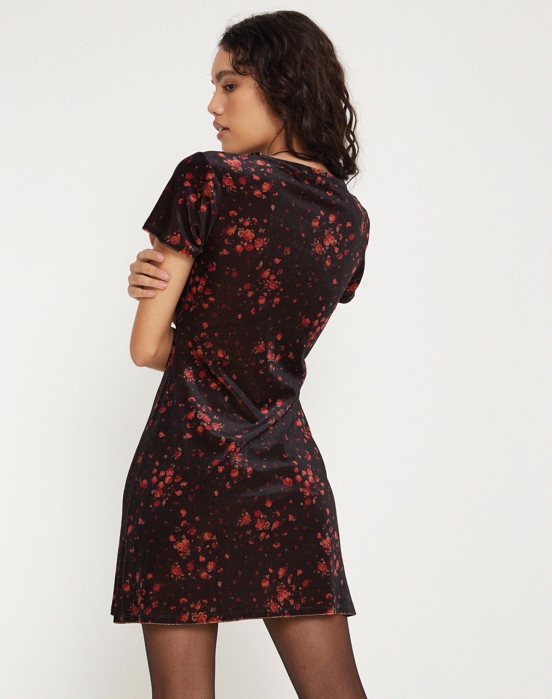 Image of Vania Minikleid in Rose Cluster Velvet