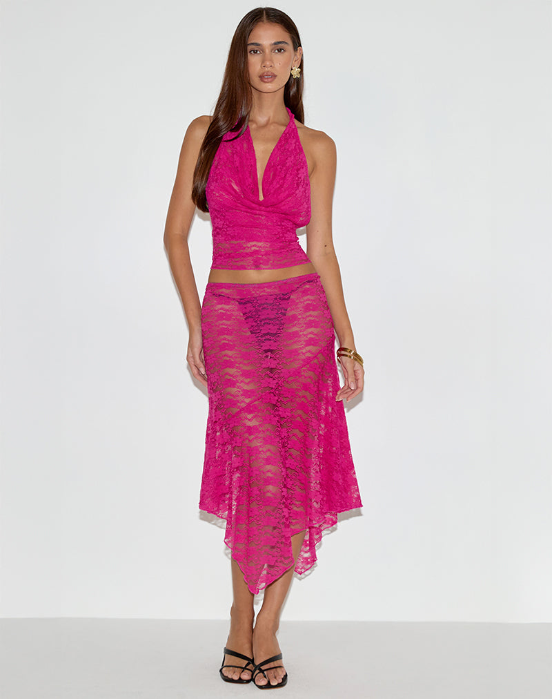 Varys Top aus Orchideenspitze Hot Pink