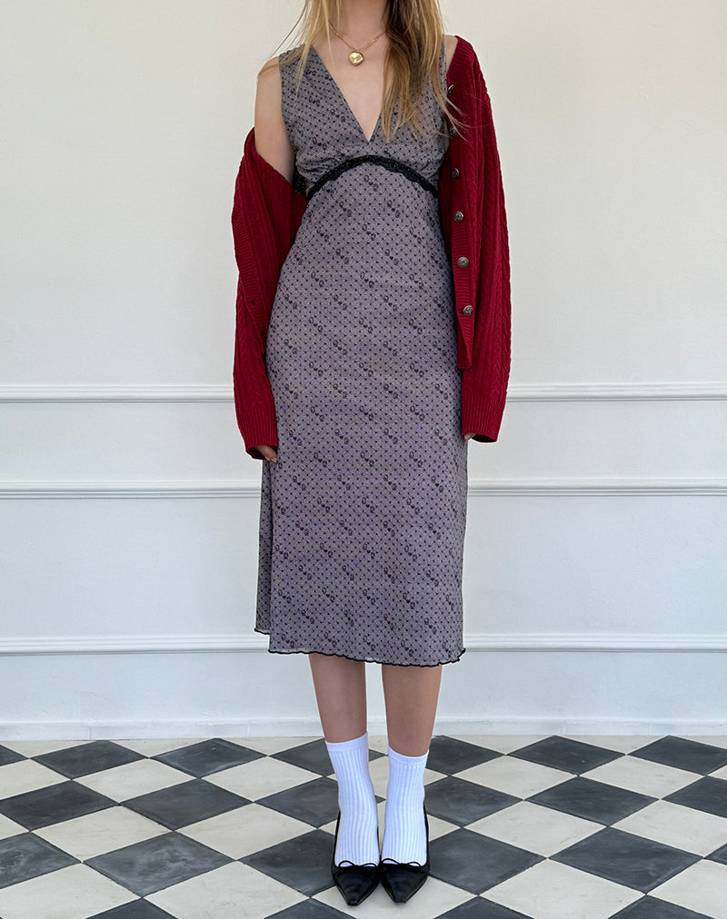 Vasida Mesh Midikleid in Queen of Hearts