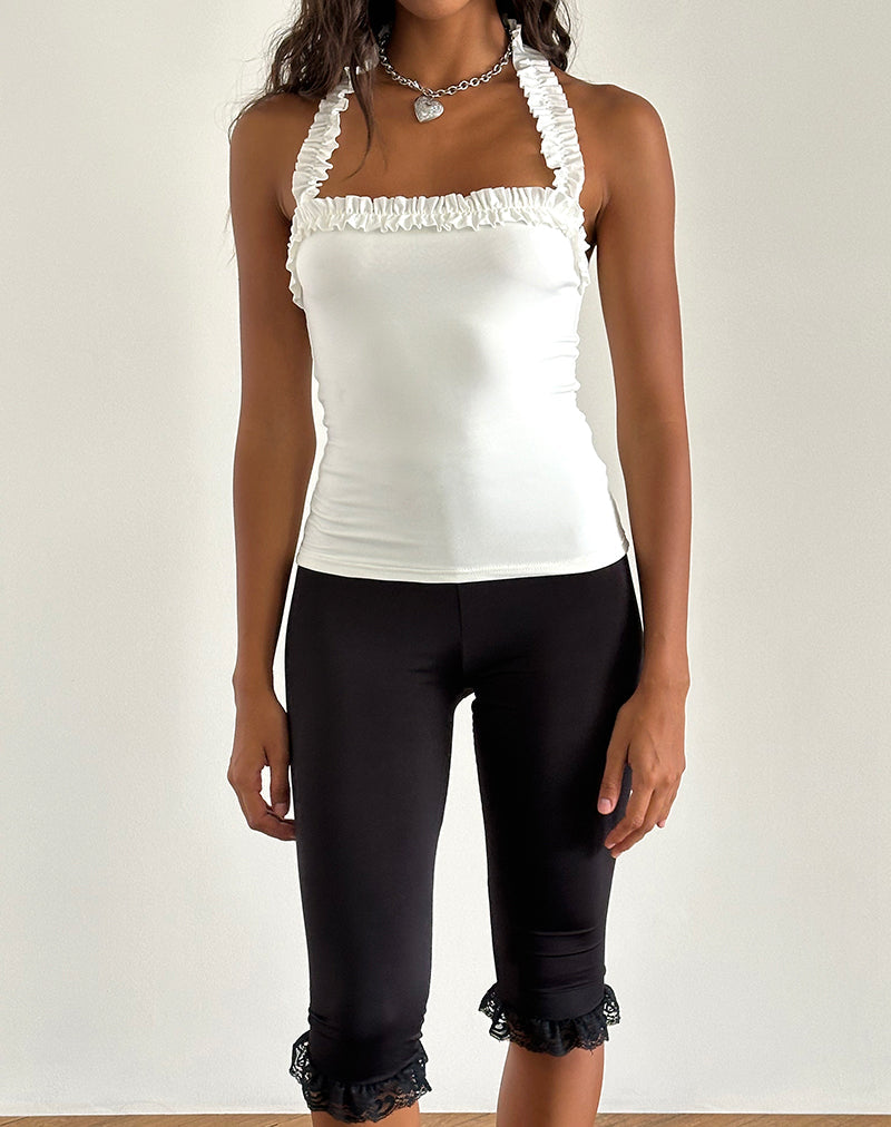 Image of Veda Gerafftes Neckholder-Top in Slinky Weiß