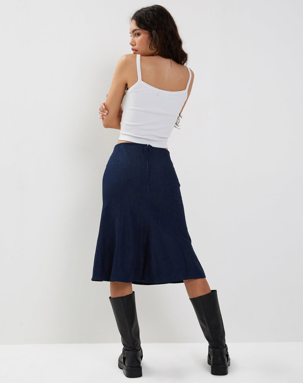 Eames Midirock aus Denim Indigoblau