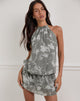 Image of Veloria Minikleid in Blurred Floral Grau