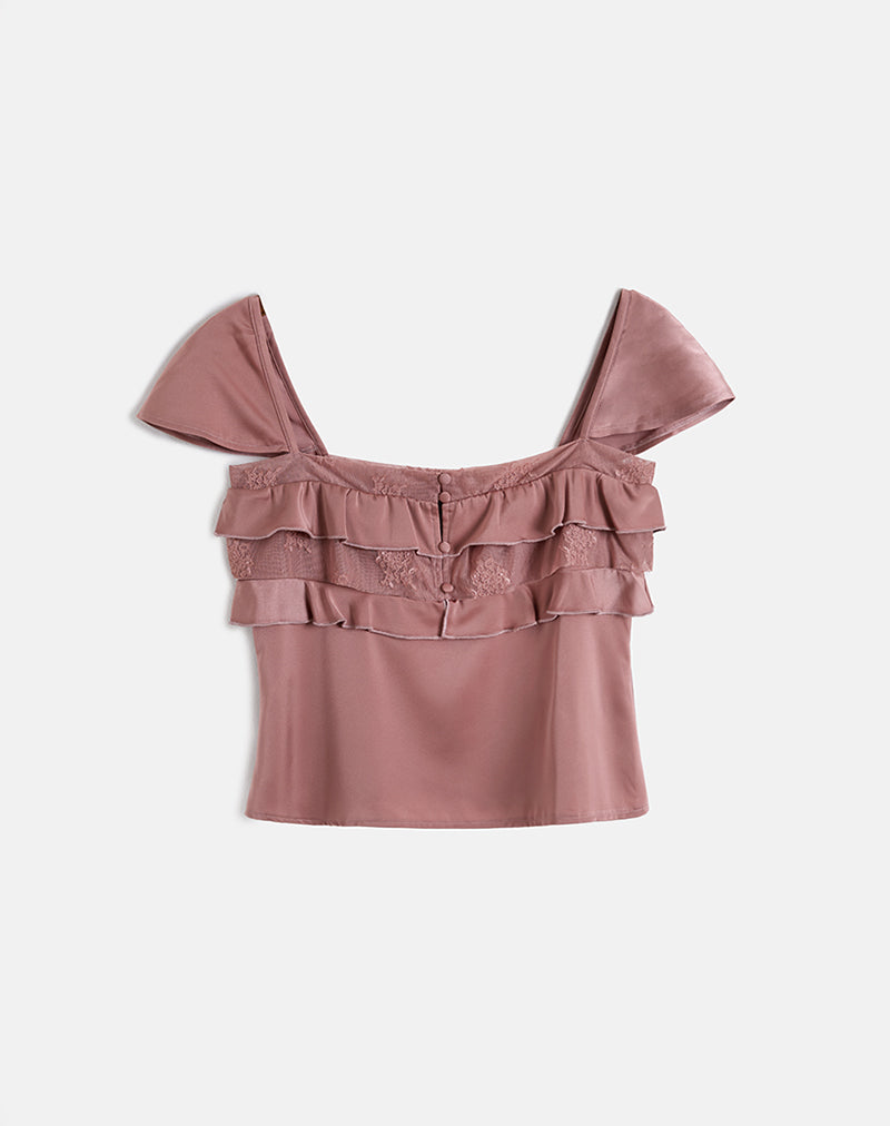Image of Venaro Doppellagiges Top aus Satin Dusty Pink