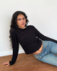 Image of Venia Gestricktes langärmeliges Top in Schwarz