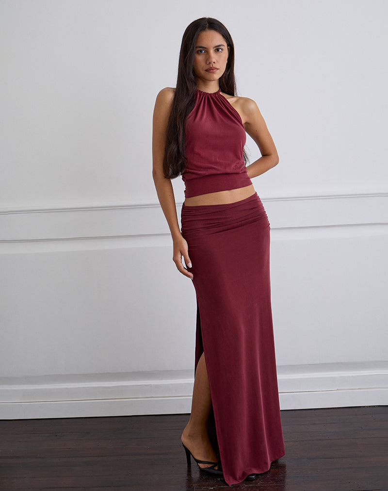 Bild von Venya Maxirock aus Cupro Burgundy