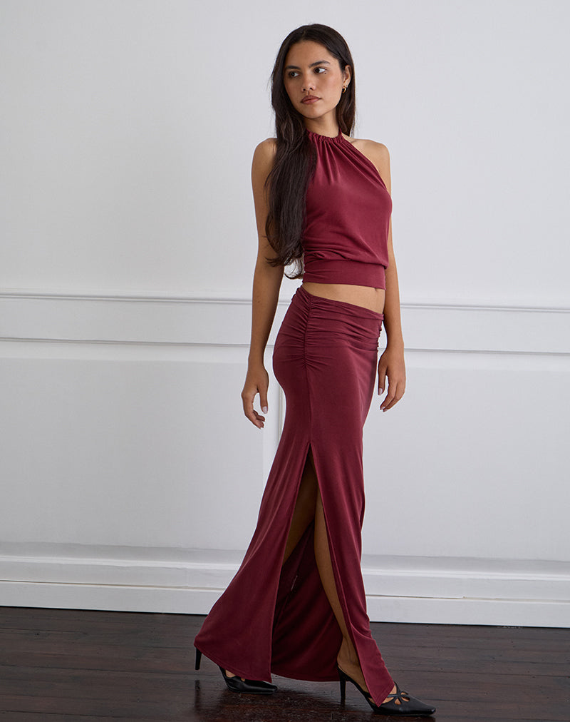 Bild von Venya Maxirock aus Cupro Burgundy