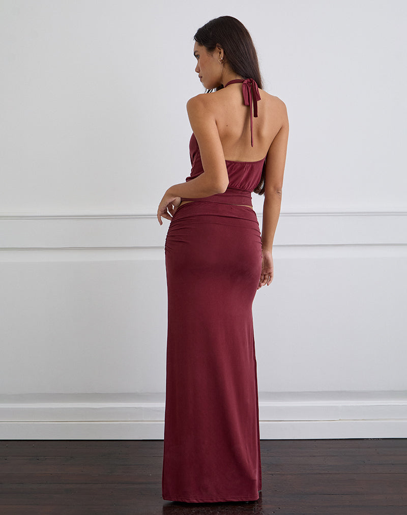 Bild von Venya Maxirock aus Cupro Burgundy