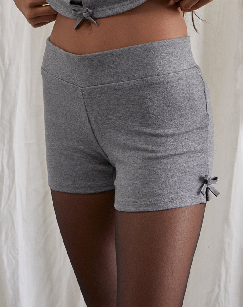 Verna Bow Micro Short in Hellgrau gestrickt