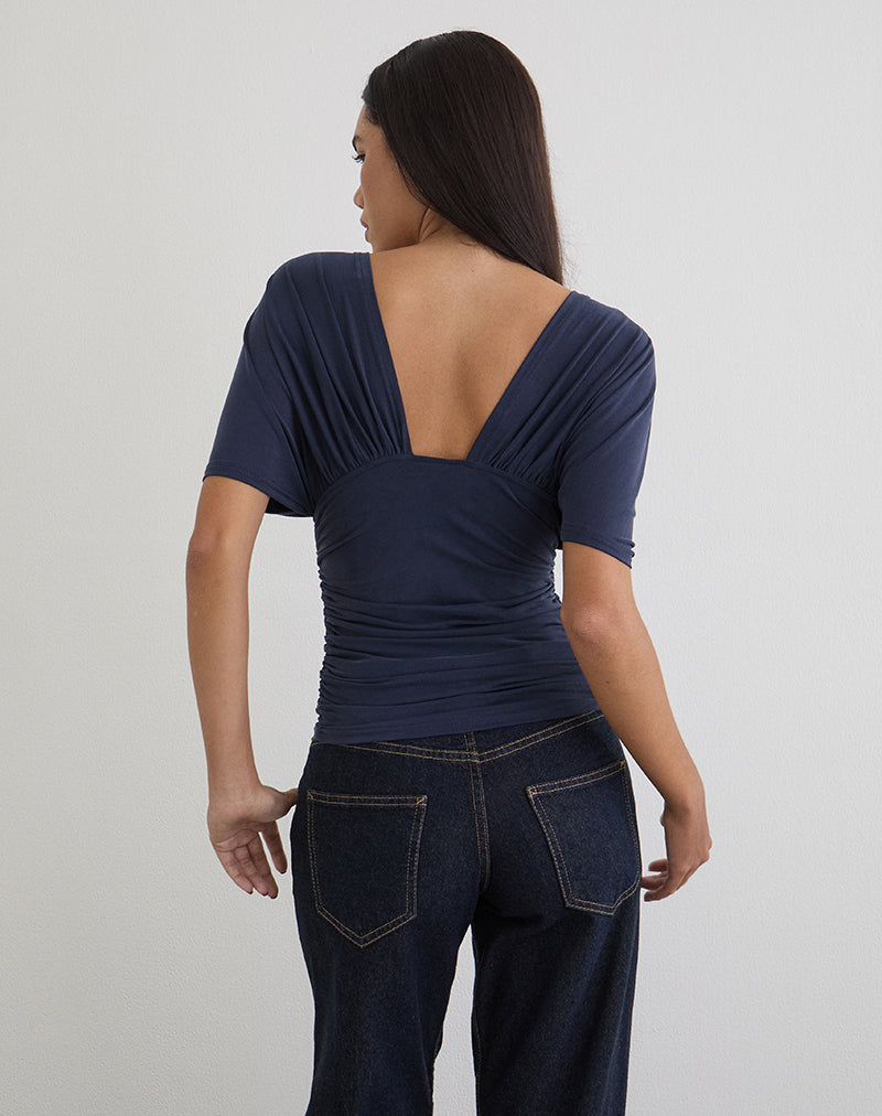 Bild von Vernia Plunge Batwing Top in Cupro Navy