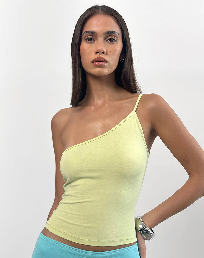 Image of Vey One Shoulder Basic Top in Pistaziengrün